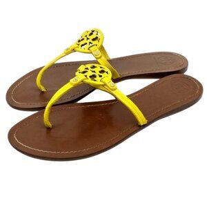 TORY BURCH~Miller~YELLOW LEATHER FLAT THONG SANDAL WOMENS SHOES~11 M